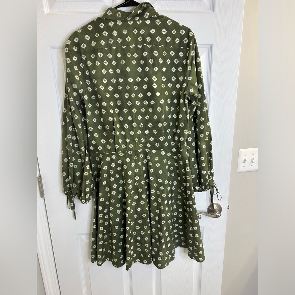 Polo Ralph Lauren Dress Size 12 Green Button Balloon Sleeves 100% Cotton - Picture 11 of 11
